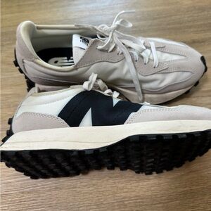 Beige and Black 327 new balance, viral sneaker. Size 8.5